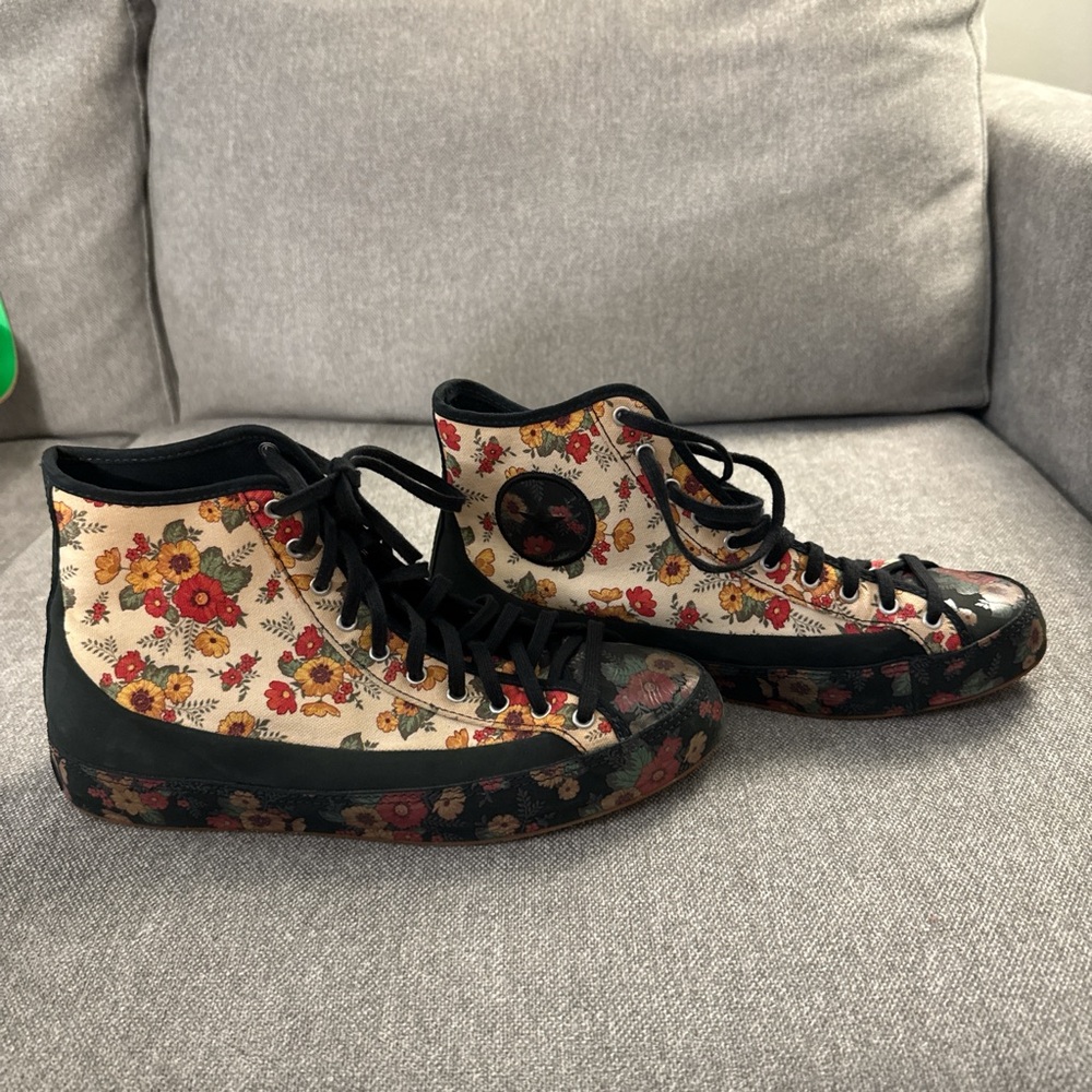 Converse Black and Floral High-Top Sneakers